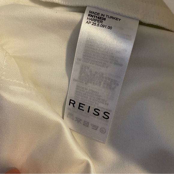 Reiss White Harper Cotton Wide Leg Suit Trousers - Picture 7 of 10